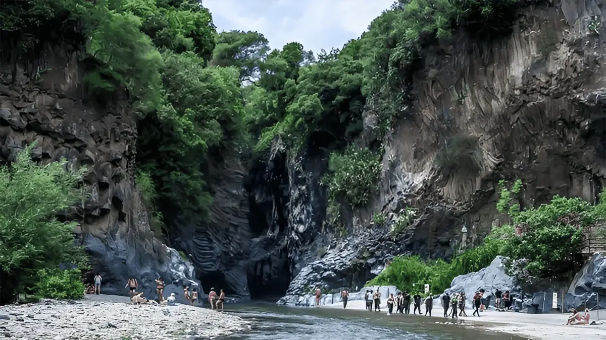 North slope, lunch and a river swim on a Mount Etna tour from Taormina, Sicily